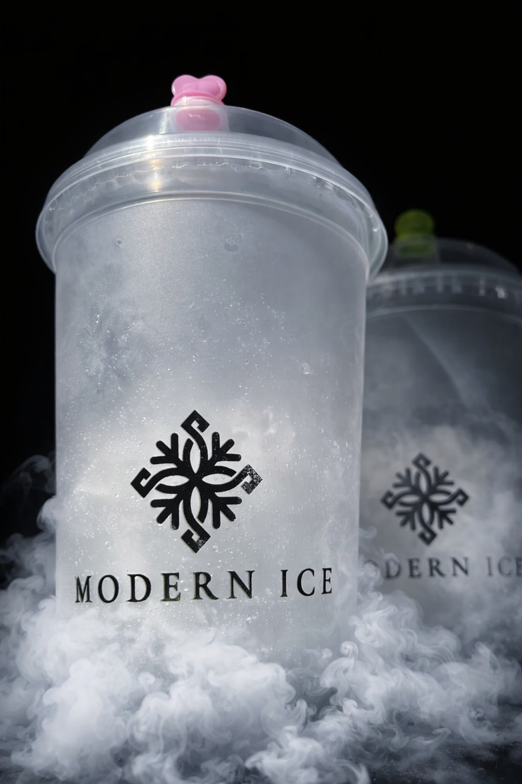 MODERN ICE ICE CUP — sealed cup of crystal-clear ice with lid and spout